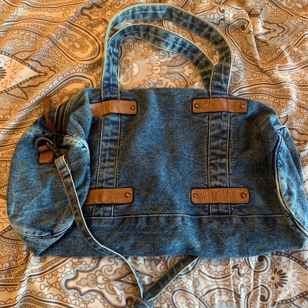 Vintage denim duffle bag